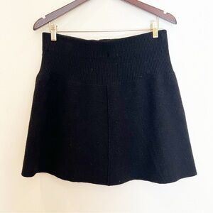 Zara Black Knit Pull On Mini Skirt Womens XL Extra Large Ribbed Minimalist Twee